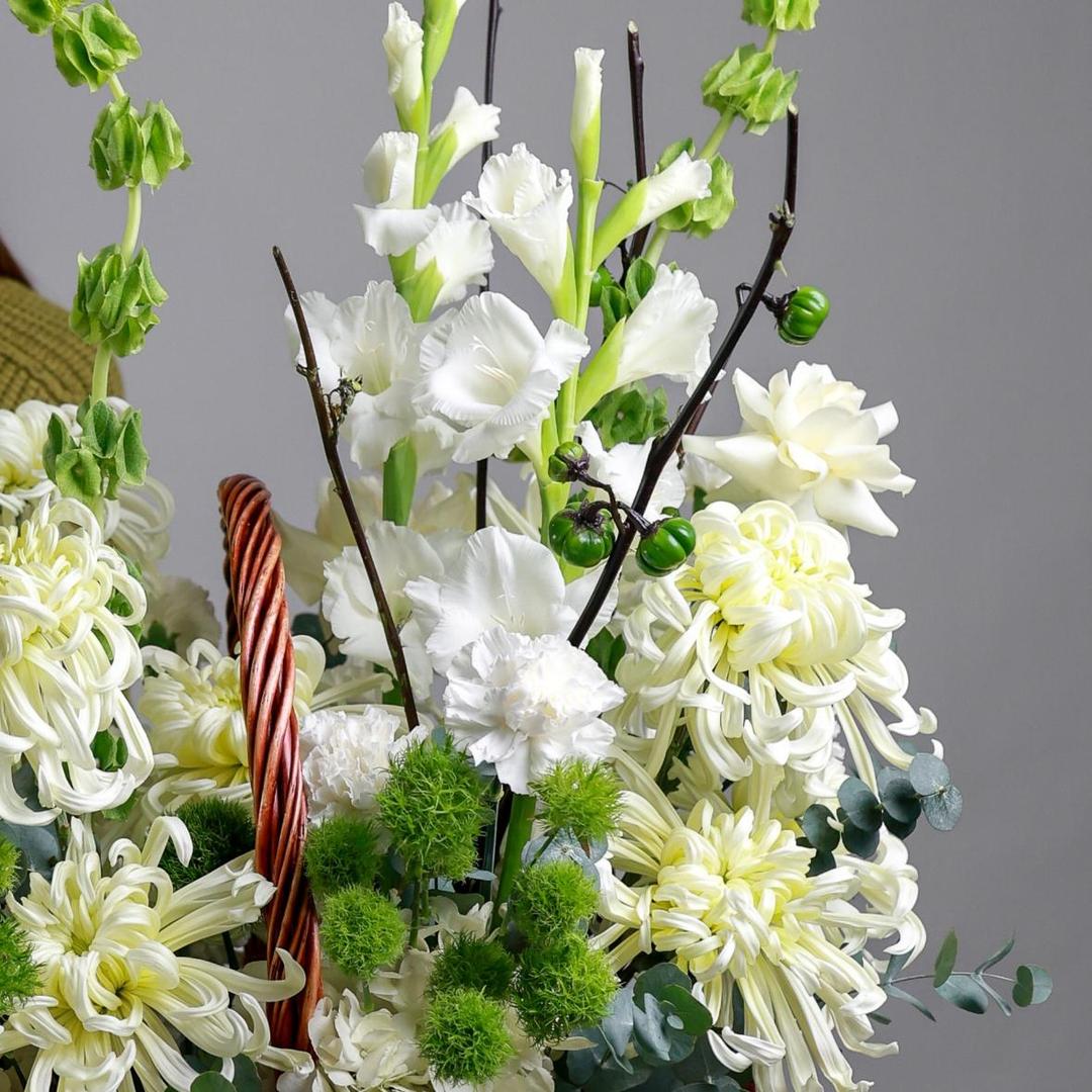 Корзина цветов Зеленое яблоко