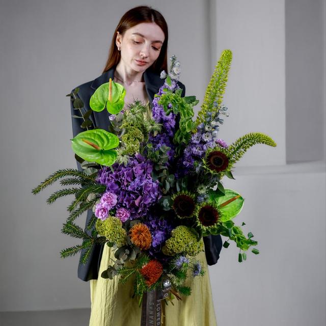 Авторский букет с антуриумами (мужское счастье) Авторский букет с антуриумами (мужское счастье)