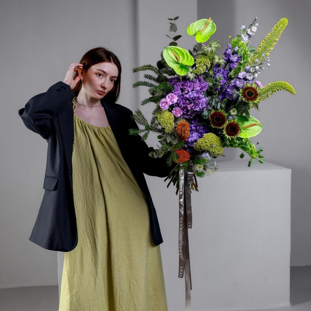 Авторский букет с антуриумами (мужское счастье)