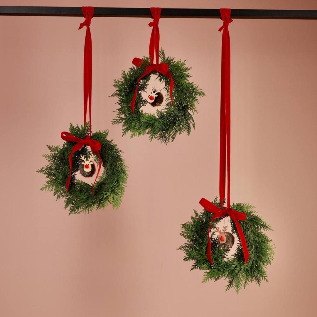 Рождественский венок из хвои (мини)